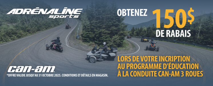 Promo cours de conduite Can-Am 3 roues